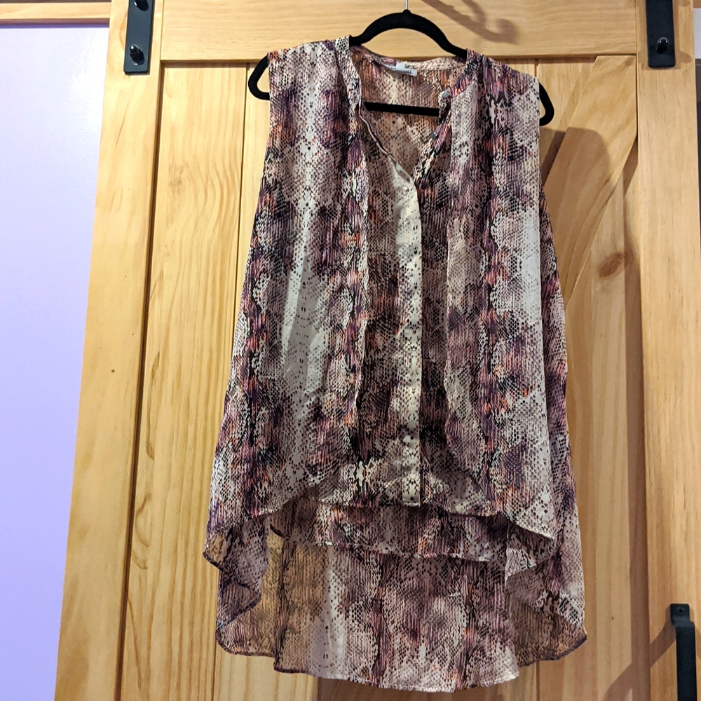 Jennifer Lopez Snake Skin Sheer Sleeveless Blouse